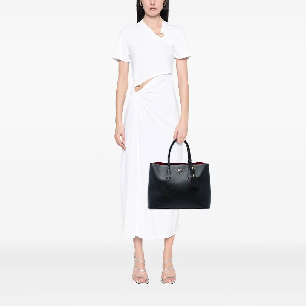 Prada Large Saffiano Cuir Double Satchel Black Leather Very good - Box View