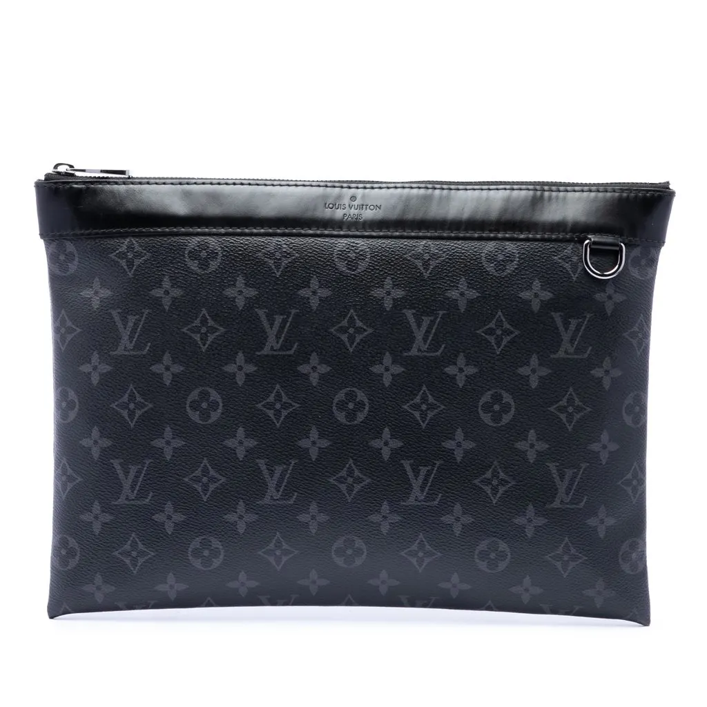 Louis Vuitton Monogram Eclipse Discovery Pochette GM Black Very good - Front View