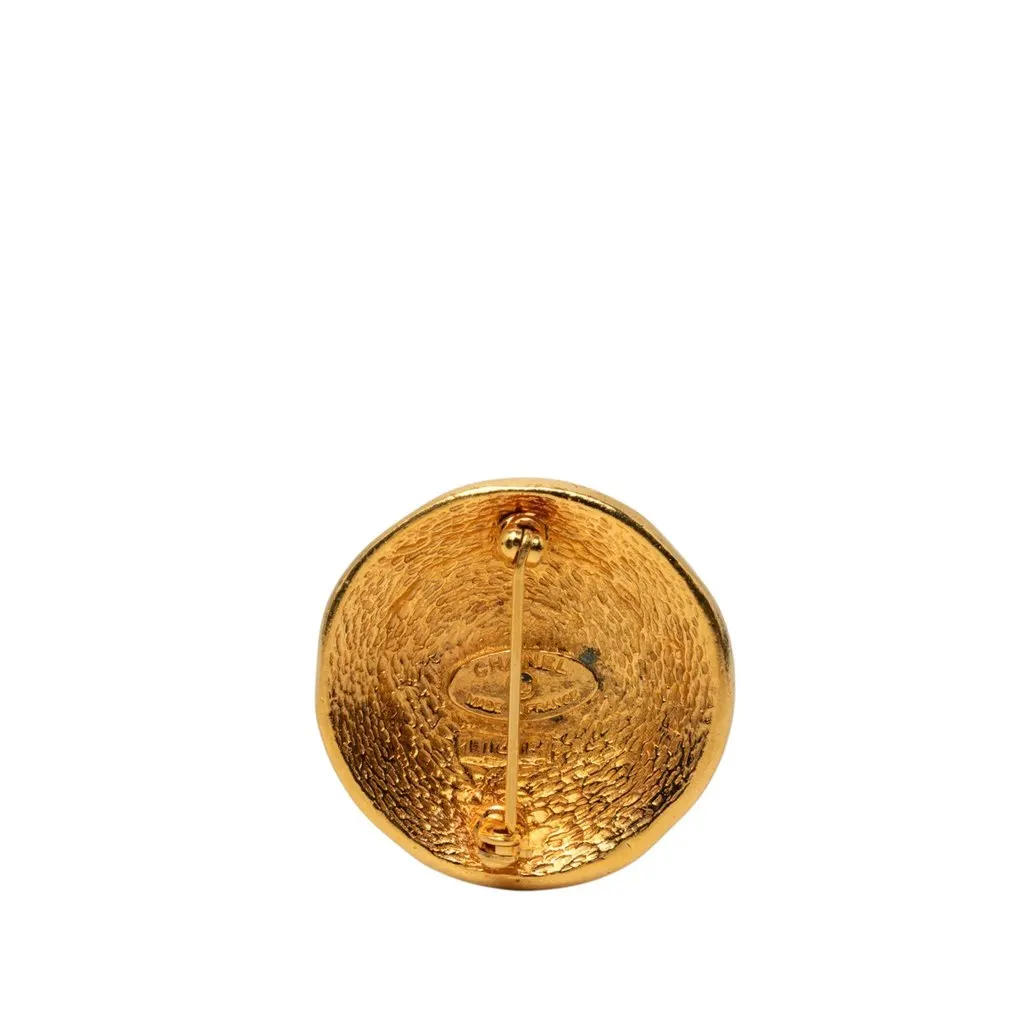 Chanel Gold Plated 31 Rue Cambon Round Brooch Gold Metal Very good - Back View
