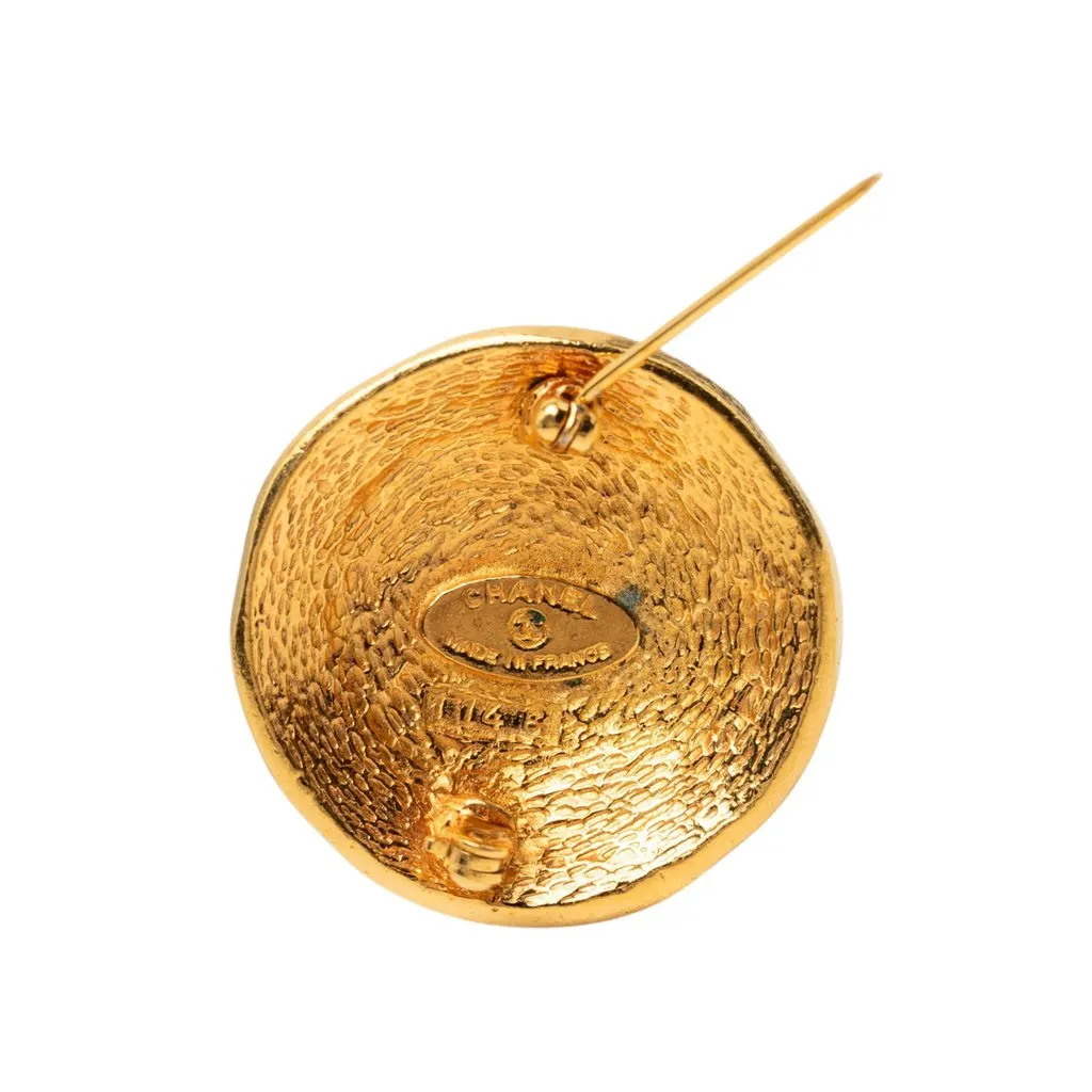 Chanel Gold Plated 31 Rue Cambon Round Brooch Gold Metal Very good - Inside View