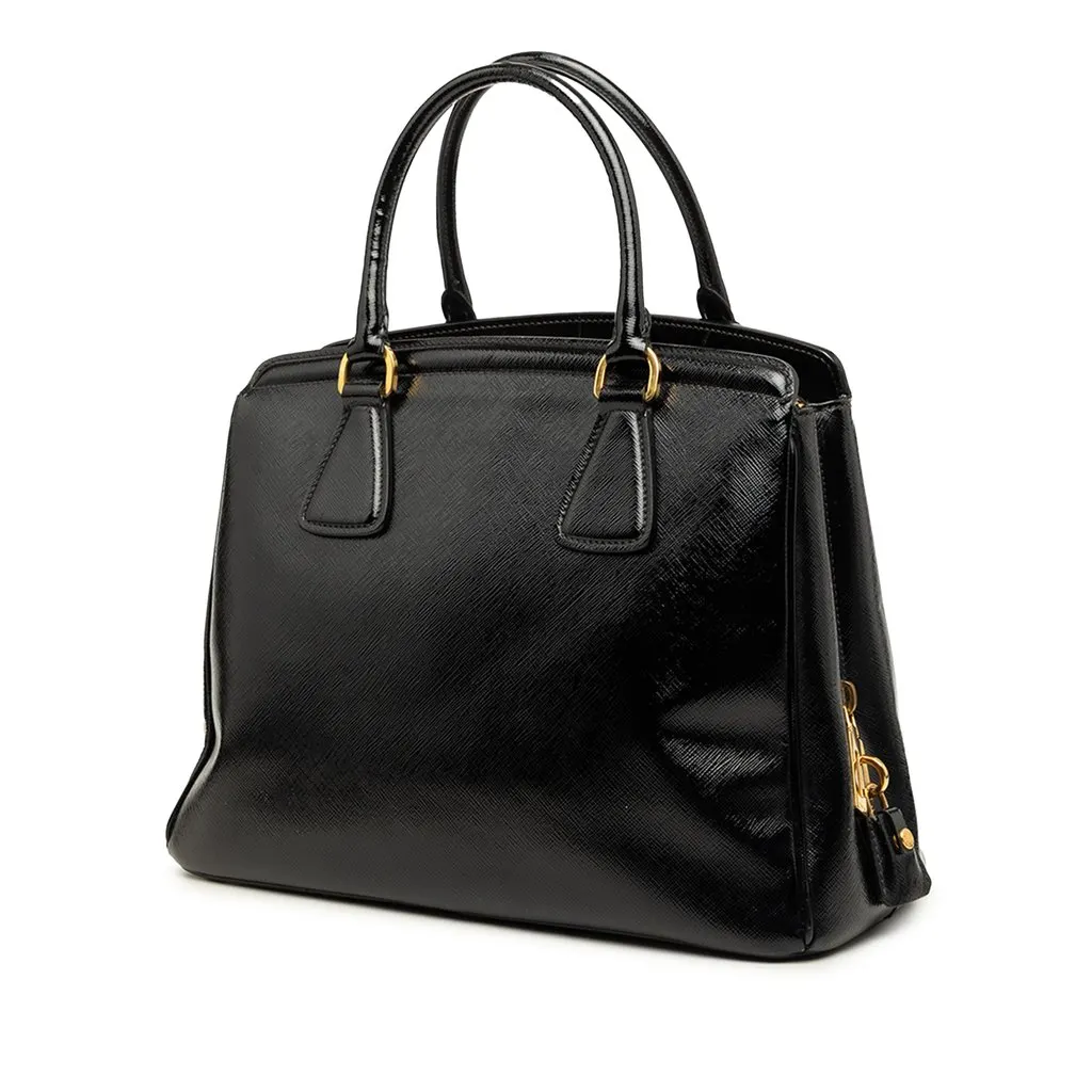 Prada Medium Saffiano Vernice Parabole Tote Black Leather Very good - Back View