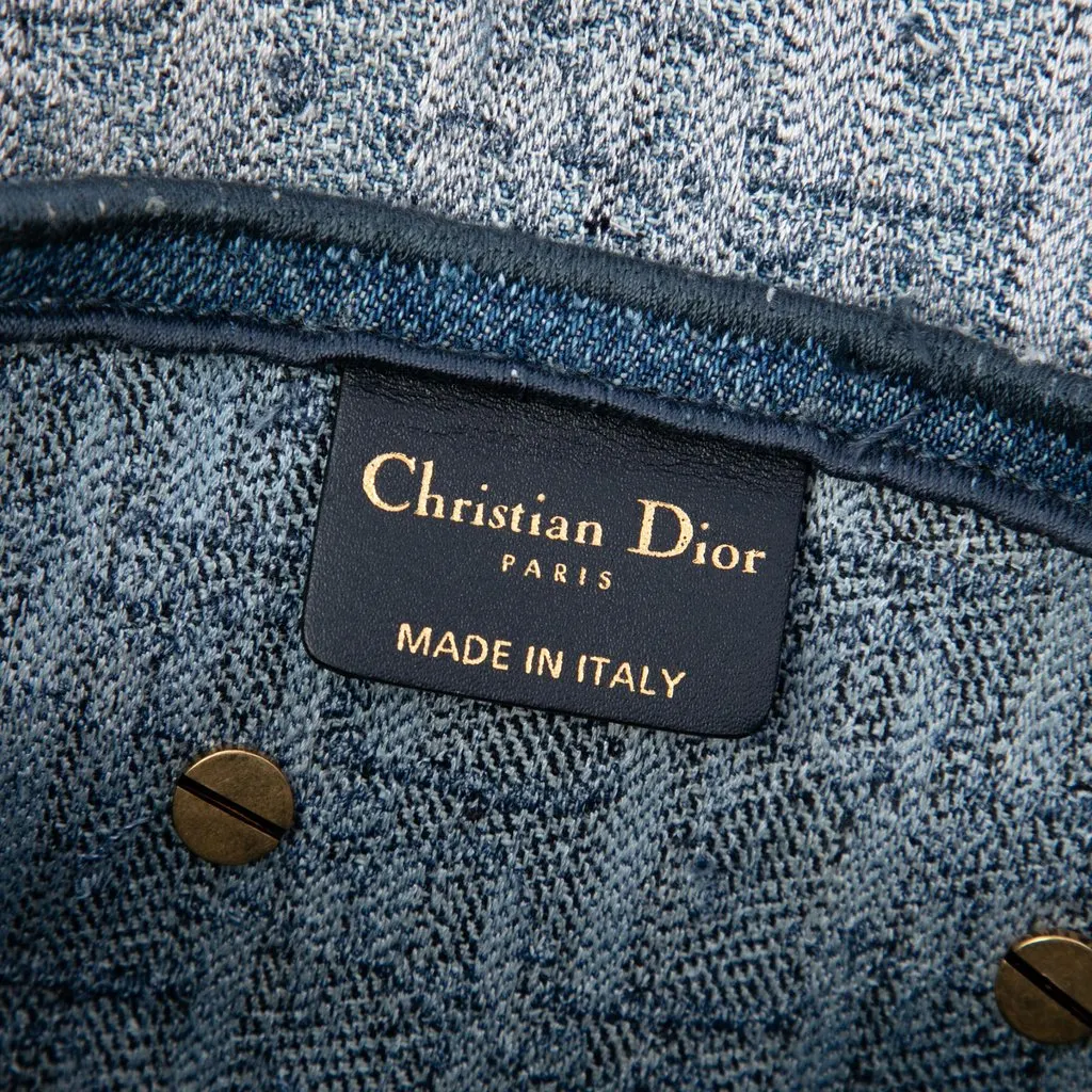 Dior Oblique Embroidered Denim Saddle Bag Blue Denim Very good - Box View