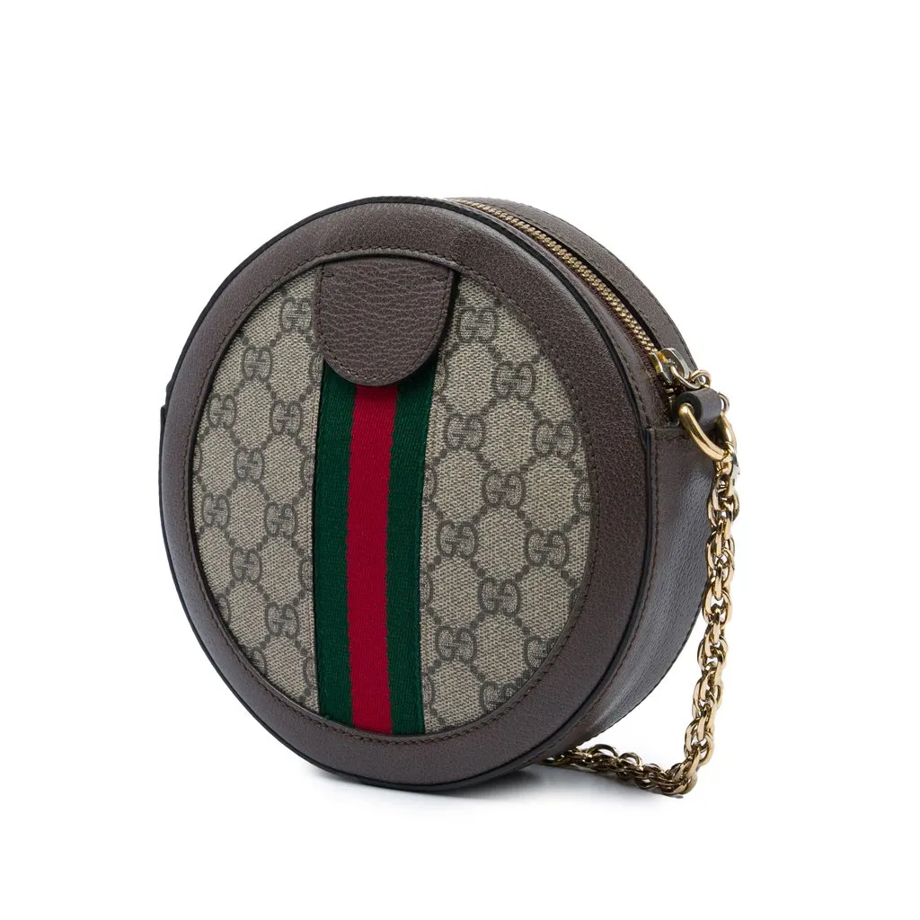 Gucci Mini GG Supreme Web Ophidia Round Crossbody Beige Very good - Back View
