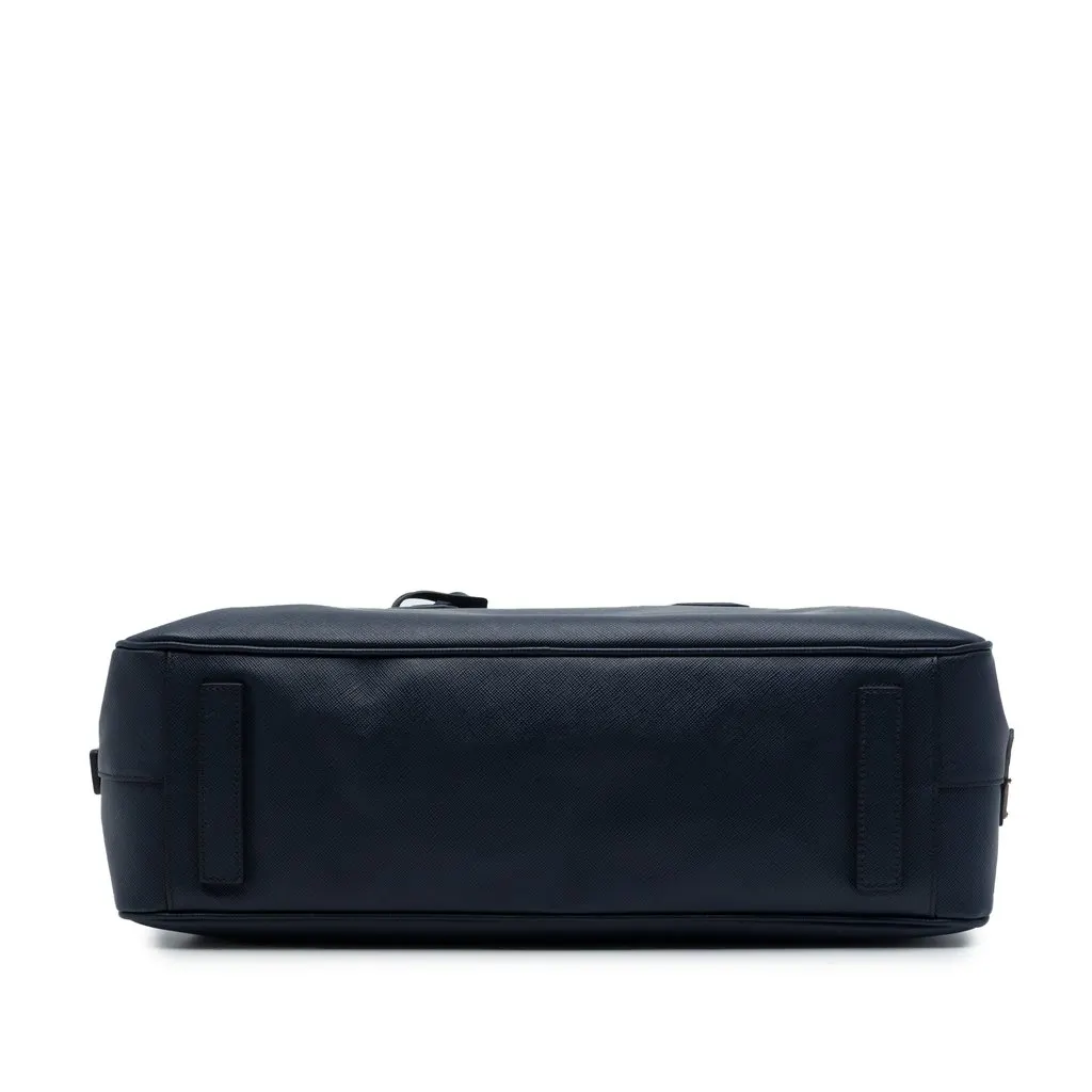 Prada Saffiano Travel Briefcase Blue Leather Very good - Inside View
