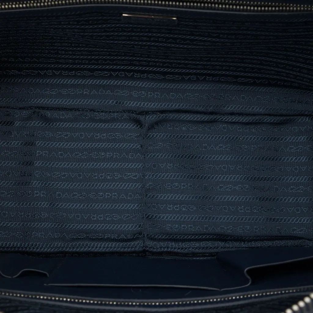 Prada Saffiano Travel Briefcase Blue Leather Very good - Model View