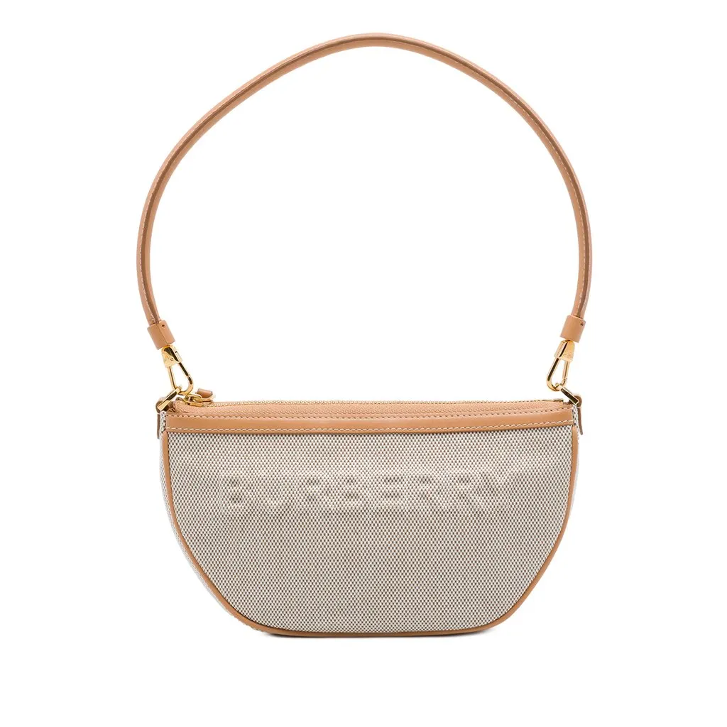 Burberry Mini Embossed Logo Canvas Olympia Shoulder Bag Brown Canvas Very good - Front View