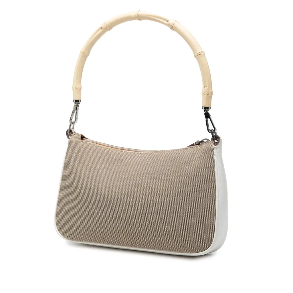 Gucci GG Canvas Bamboo Top Handle Beige Very good - Back View