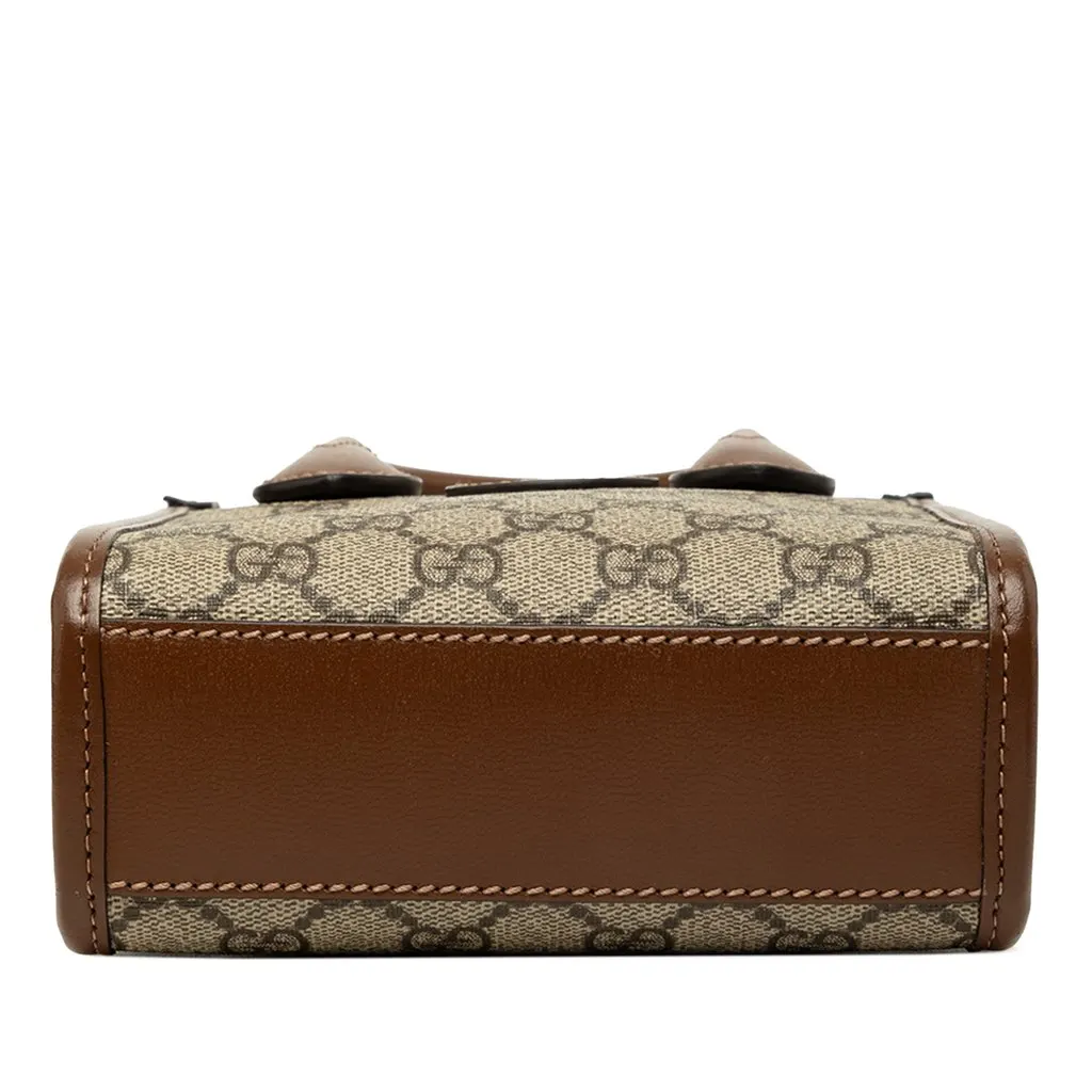 Gucci Mini GG Supreme Interlocking G Satchel Beige Canvas Very good - Inside View