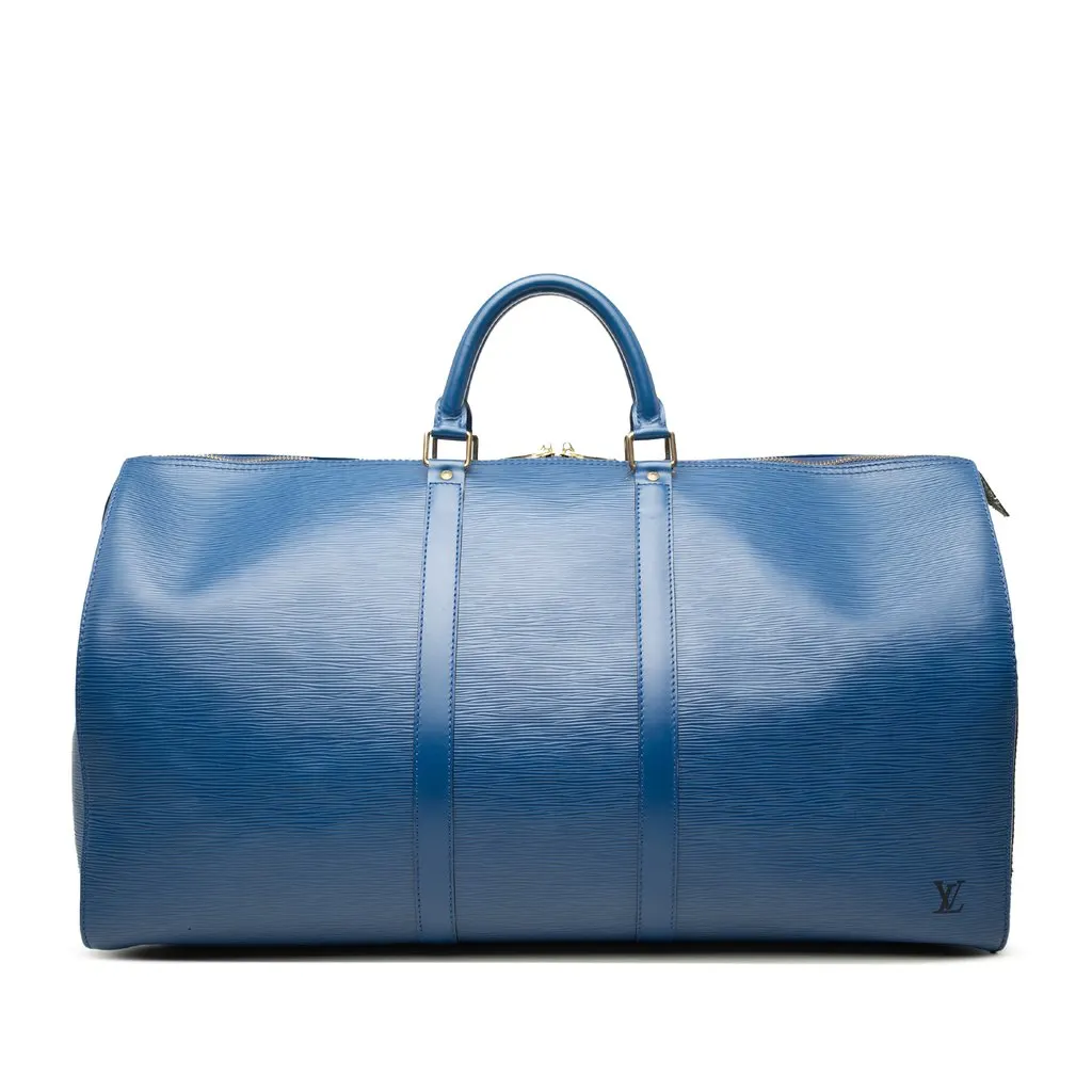 Louis Vuitton Epi Keepall 55 Blue Leather Very good - Front View