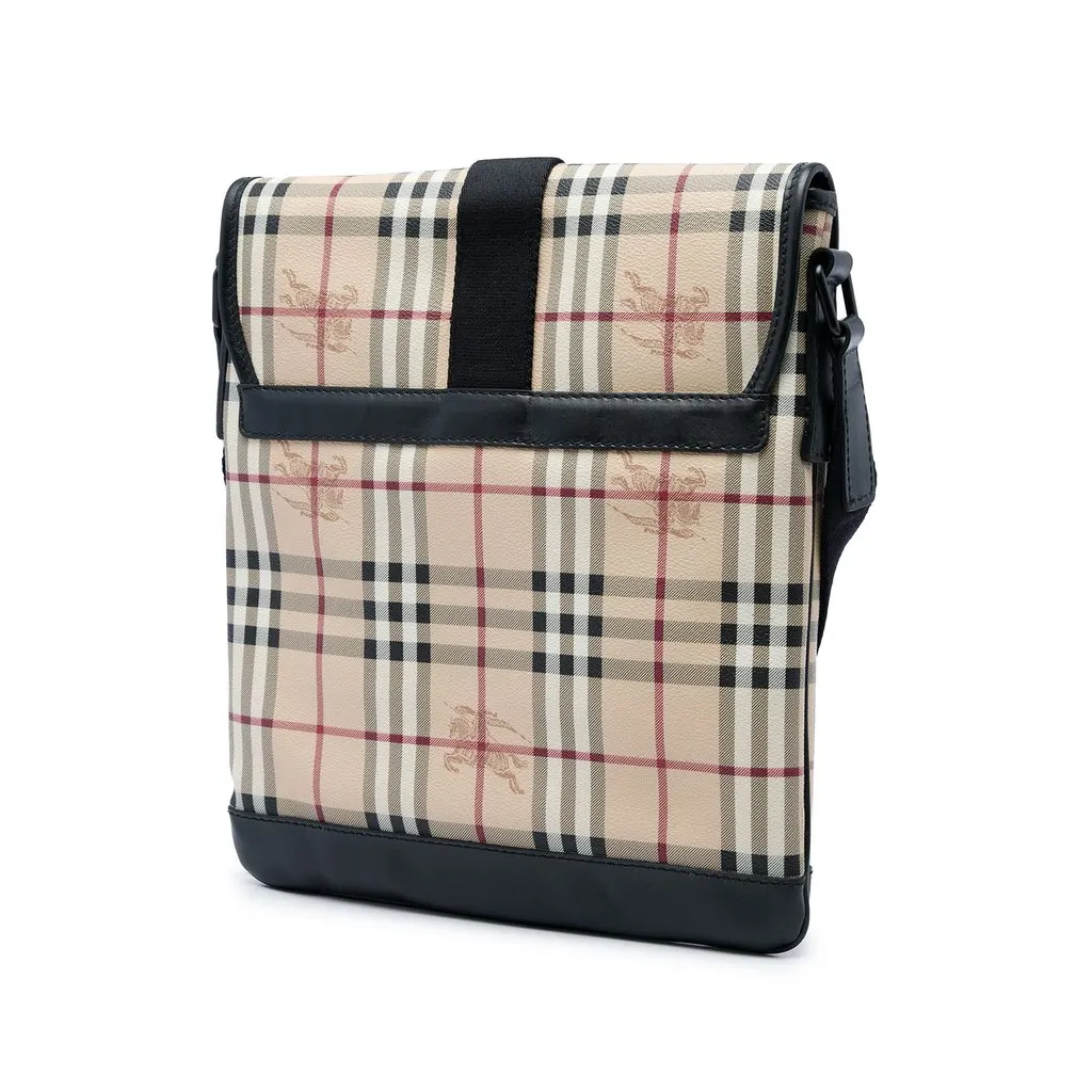 Burberry Haymarket Check Coated Canvas Crossbody Beige Canvas Very good - Back View