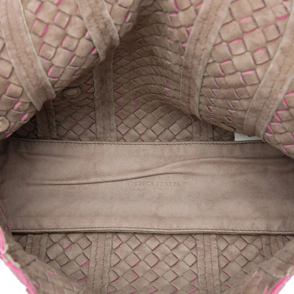 Bottega Veneta Intrecciato Vivo Cervo Satchel Pink Leather Good - Model View
