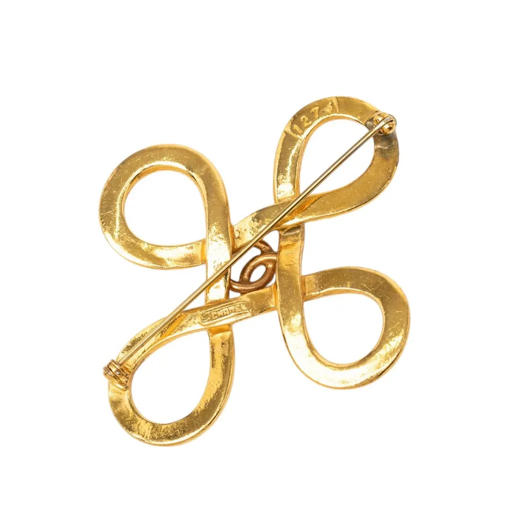 Chanel CC Gold Plated Infinity Knot Back Pin Brooch Gold Metal Very good - Back View