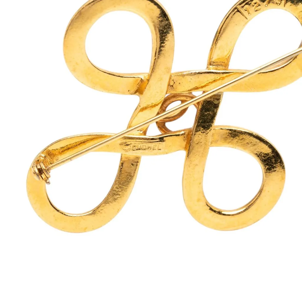 Chanel CC Gold Plated Infinity Knot Back Pin Brooch Gold Metal Very good - Inside View