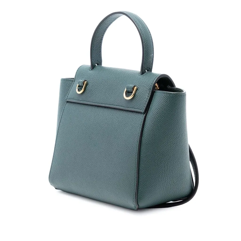 Celine Pico Grained Calfskin Belt Bag Green Leather Very good - Back View