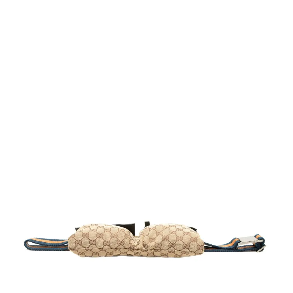 Gucci GG Canvas Web Double Pocket Belt Bag Beige Canvas Very good - Inside View