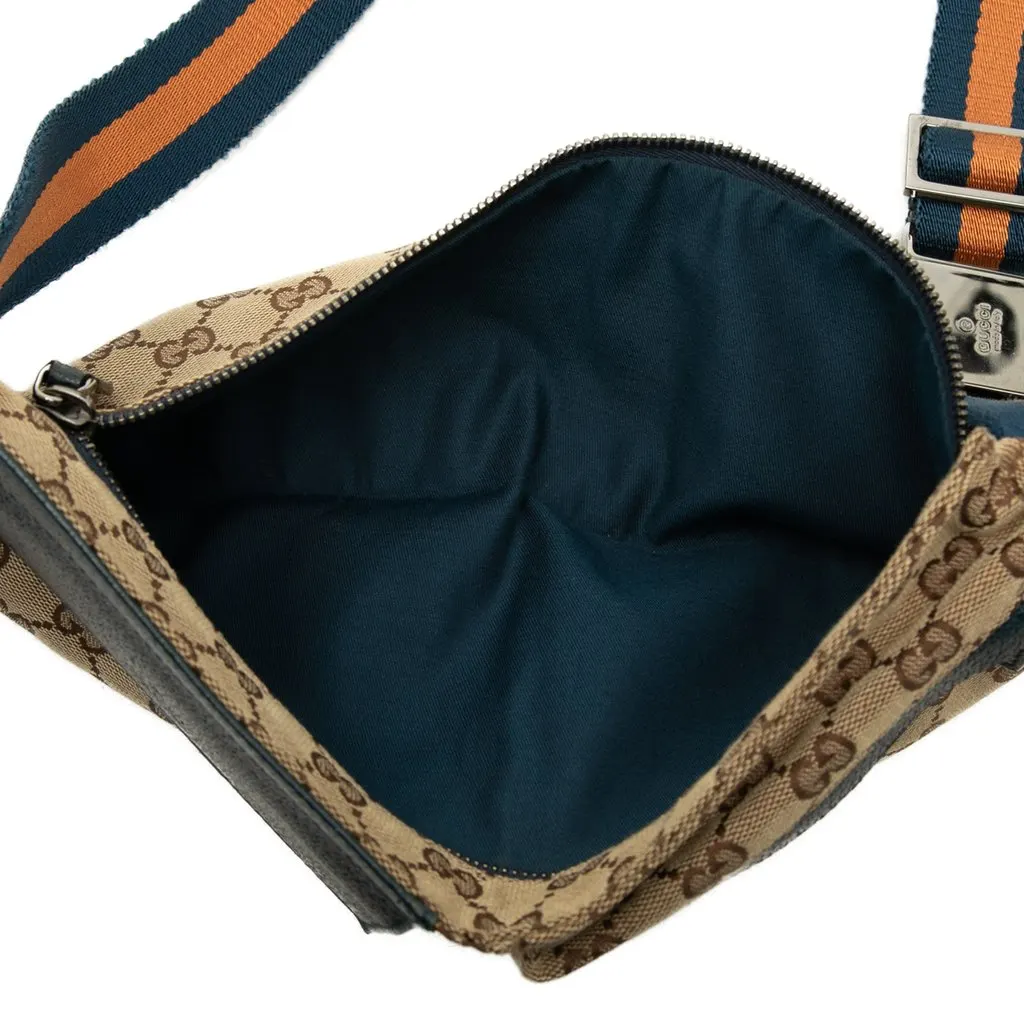 Gucci GG Canvas Web Double Pocket Belt Bag Beige Canvas Very good - Model View