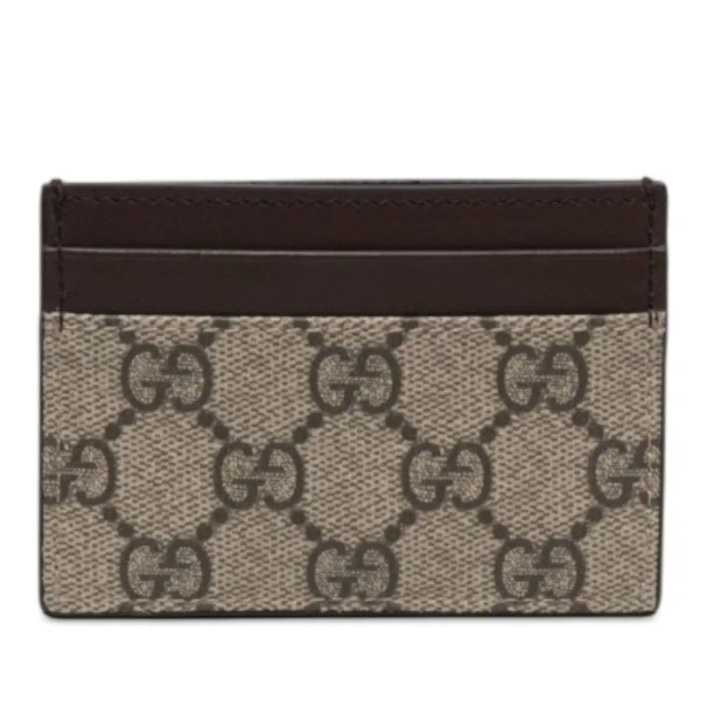 Gucci GG Supreme Card Holder Beige Canvas Never worn - Front View