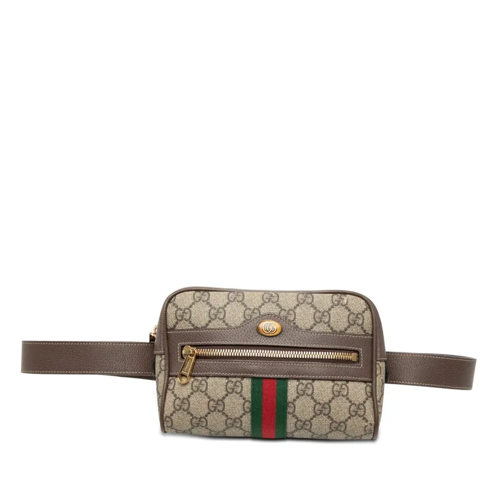 Gucci Small GG Supreme Web Ophidia Belt Bag Beige Good - Front View