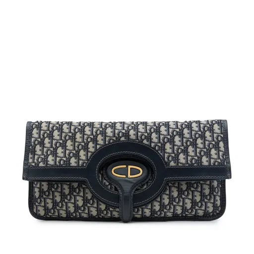 Dior Oblique Canvas Fold Over Clutch