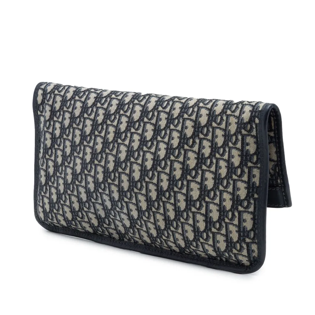 Dior Oblique Canvas Fold Over Clutch Blue Very good - Back View