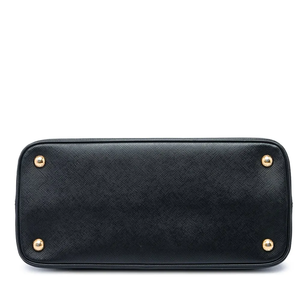 Prada Medium Saffiano Vernice Open Promenade Satchel Black Leather Good - Inside View