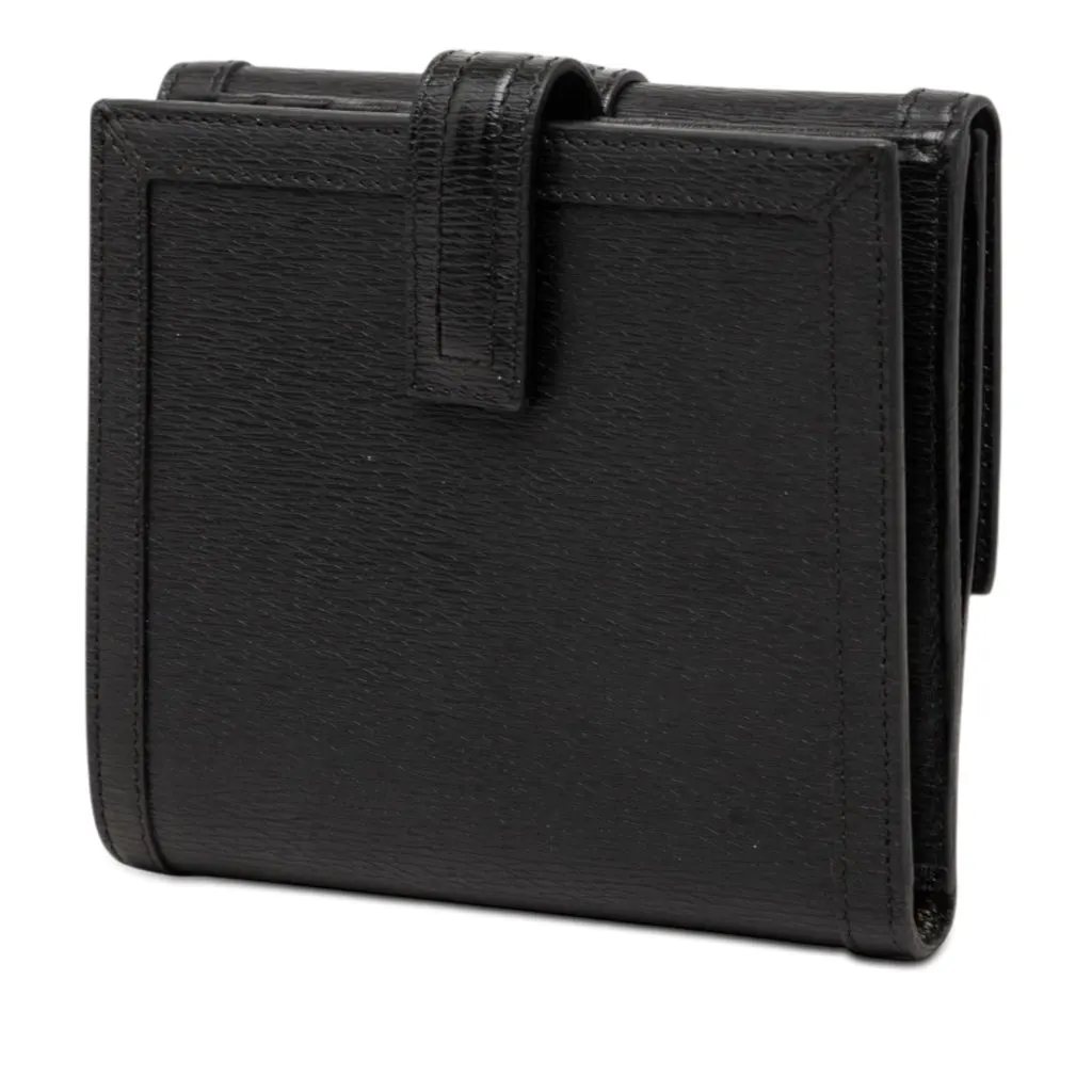 Gucci Textured Calfskin G Square Logo Bifold Wallet Black Leather Very good - Back View