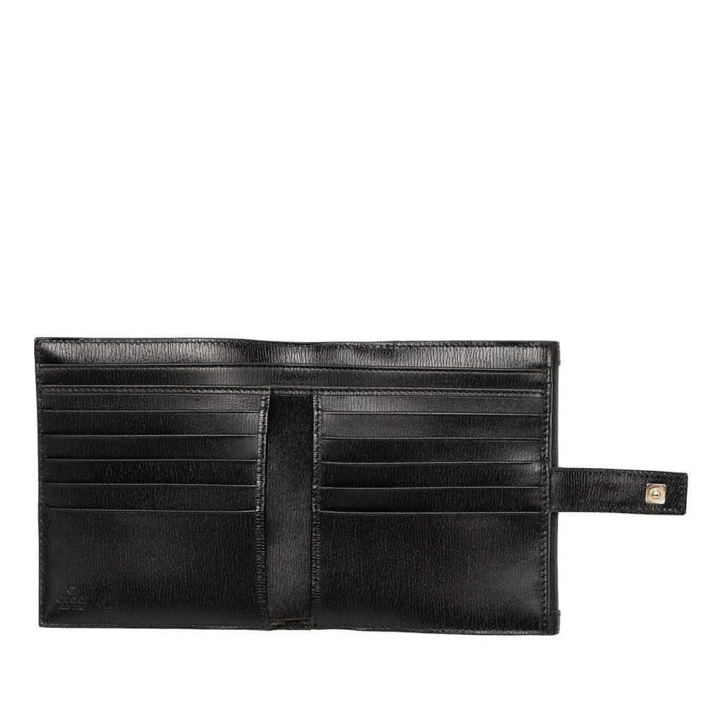 Gucci Textured Calfskin G Square Logo Bifold Wallet Black Leather Very good - Model View
