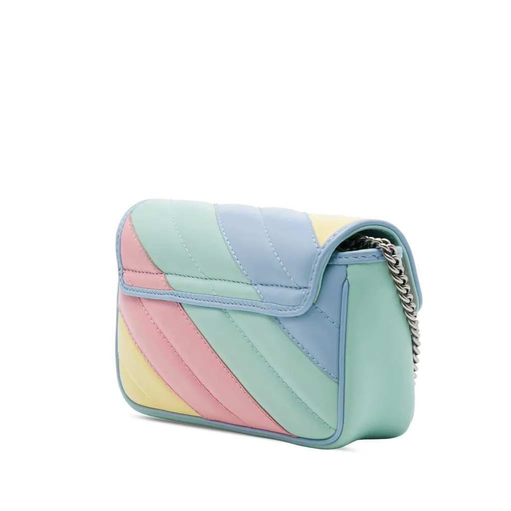 Gucci Mini GG Marmont Matelasse Diagonal Calfskin Flap Crossbody Green Leather Very good - Back View