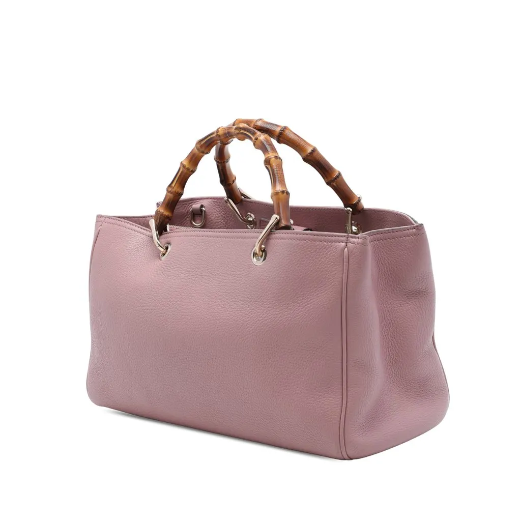 Gucci Medium Calfskin Bamboo Shopper Satchel Pink Leather Very good - Back View
