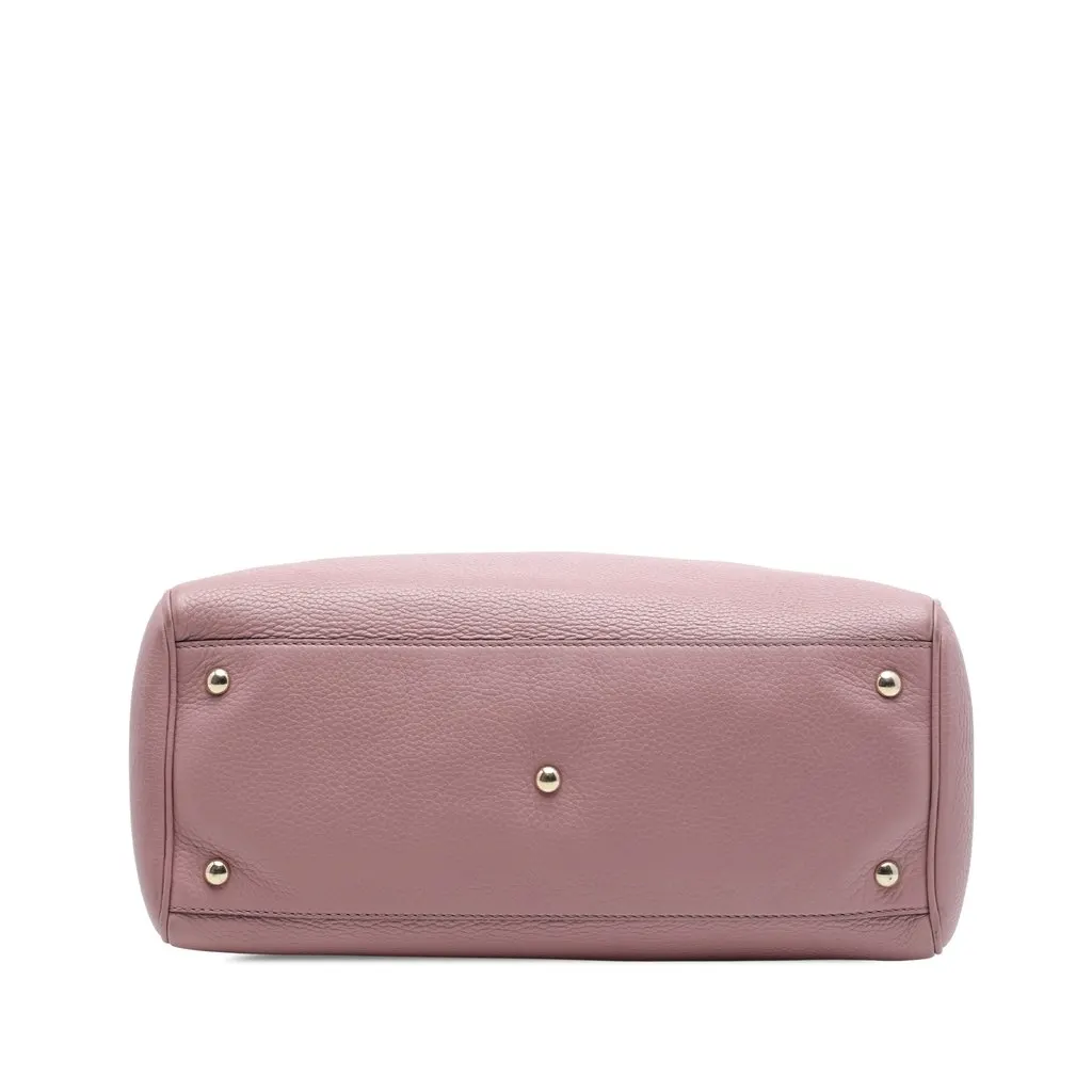 Gucci Medium Calfskin Bamboo Shopper Satchel Pink Leather Very good - Inside View