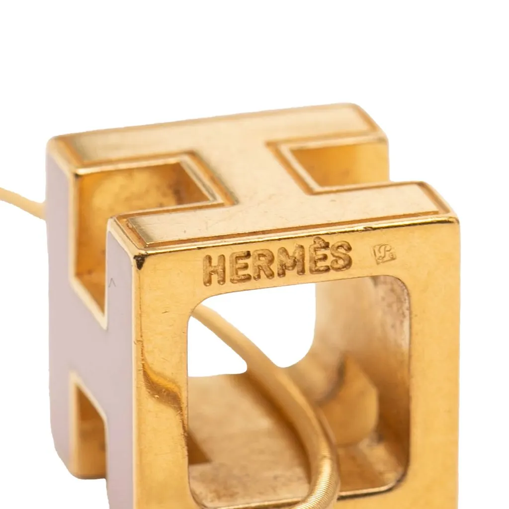 Hermès Gold Plated and Enamel Cage d H Pendant Necklace Gold Metal Very good - Inside View