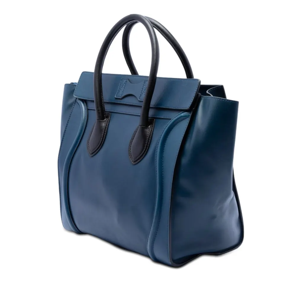 Celine Mini Bicolor Leather Luggage Tote Blue Leather Very good - Back View