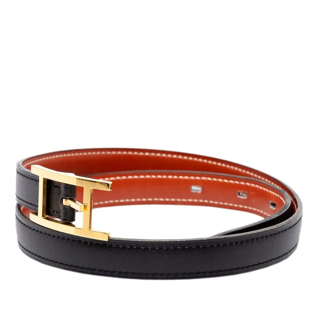 Hermès Box Calf Quentin Reversible Belt Black Leather Very good - Back View