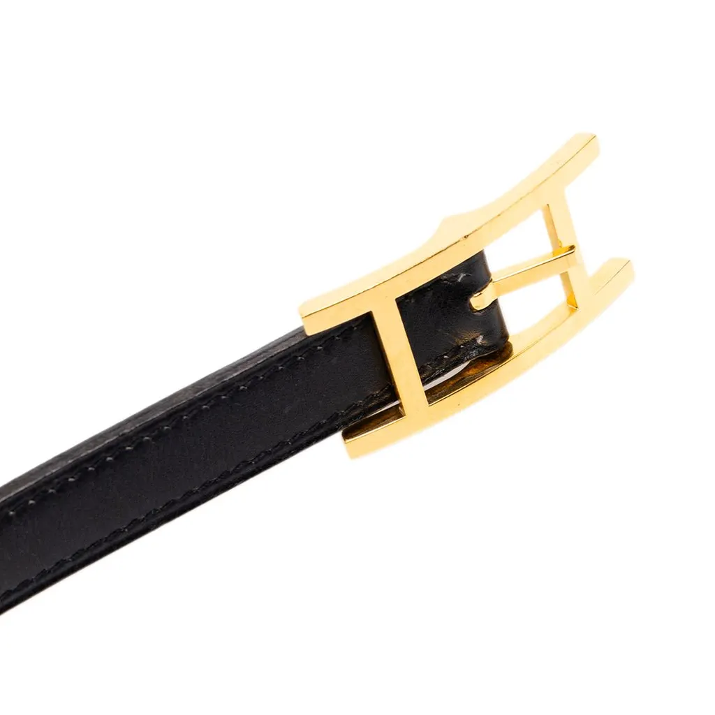 Hermès Box Calf Quentin Reversible Belt Black Leather Very good - Model View