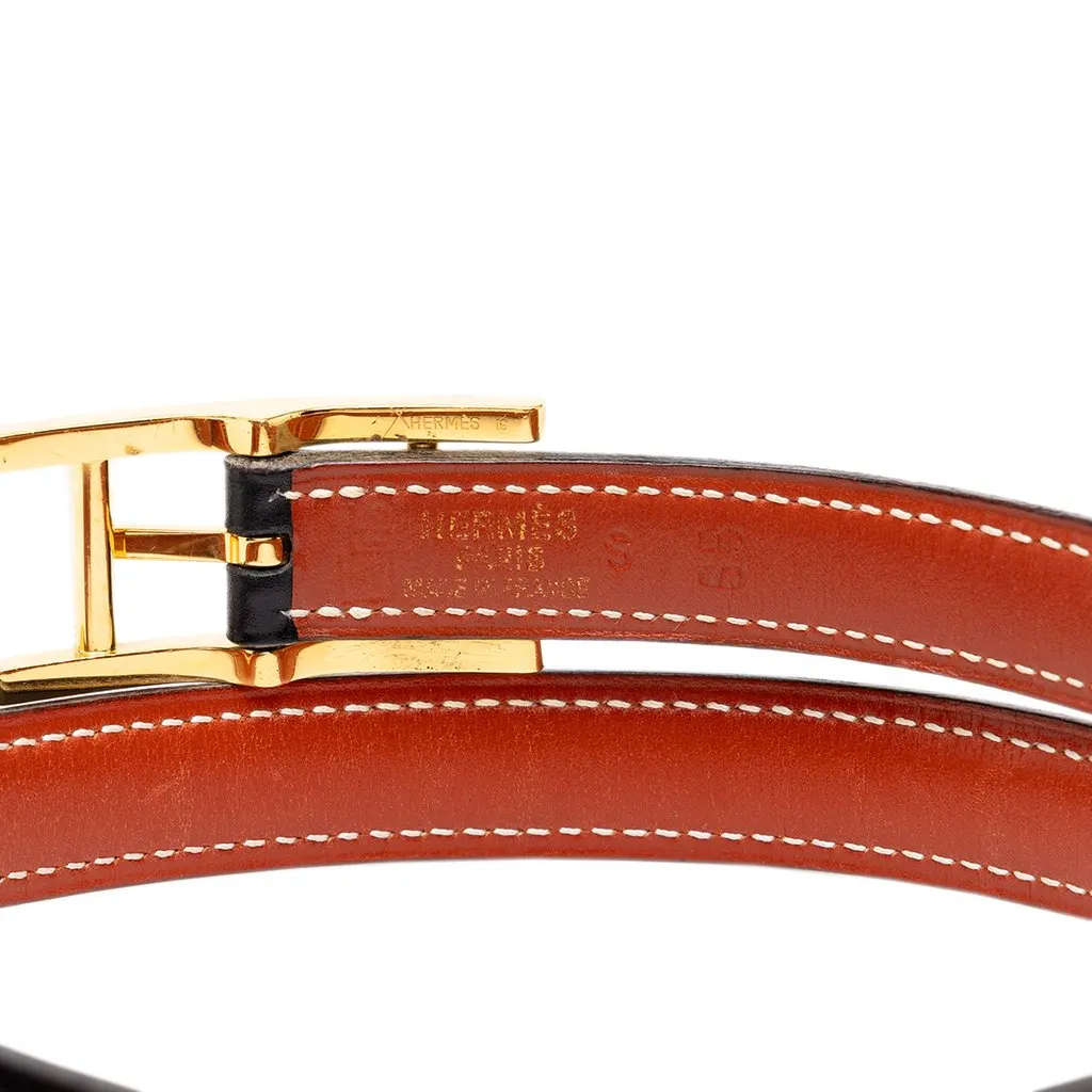 Hermès Box Calf Quentin Reversible Belt Black Leather Very good - Box View