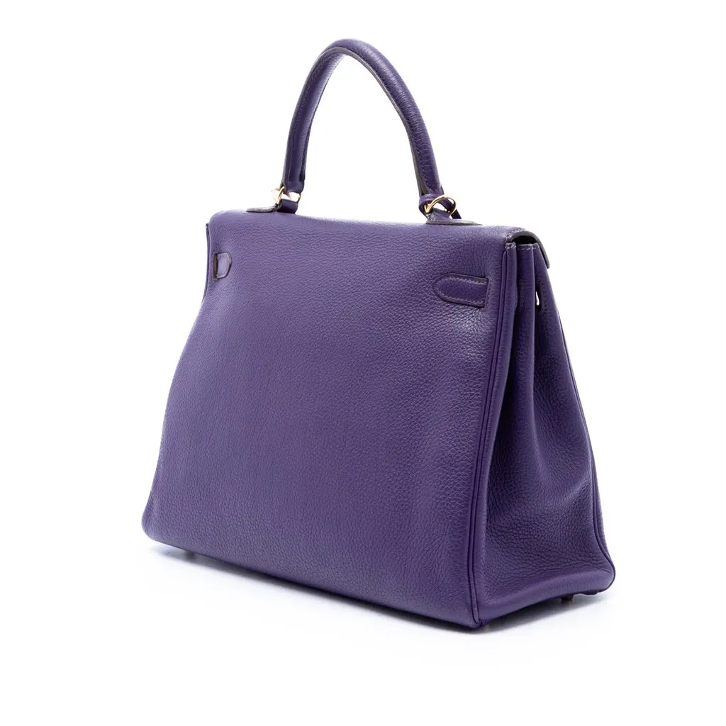 Hermès Togo Kelly II Retourne 35 Purple Leather Good - Back View