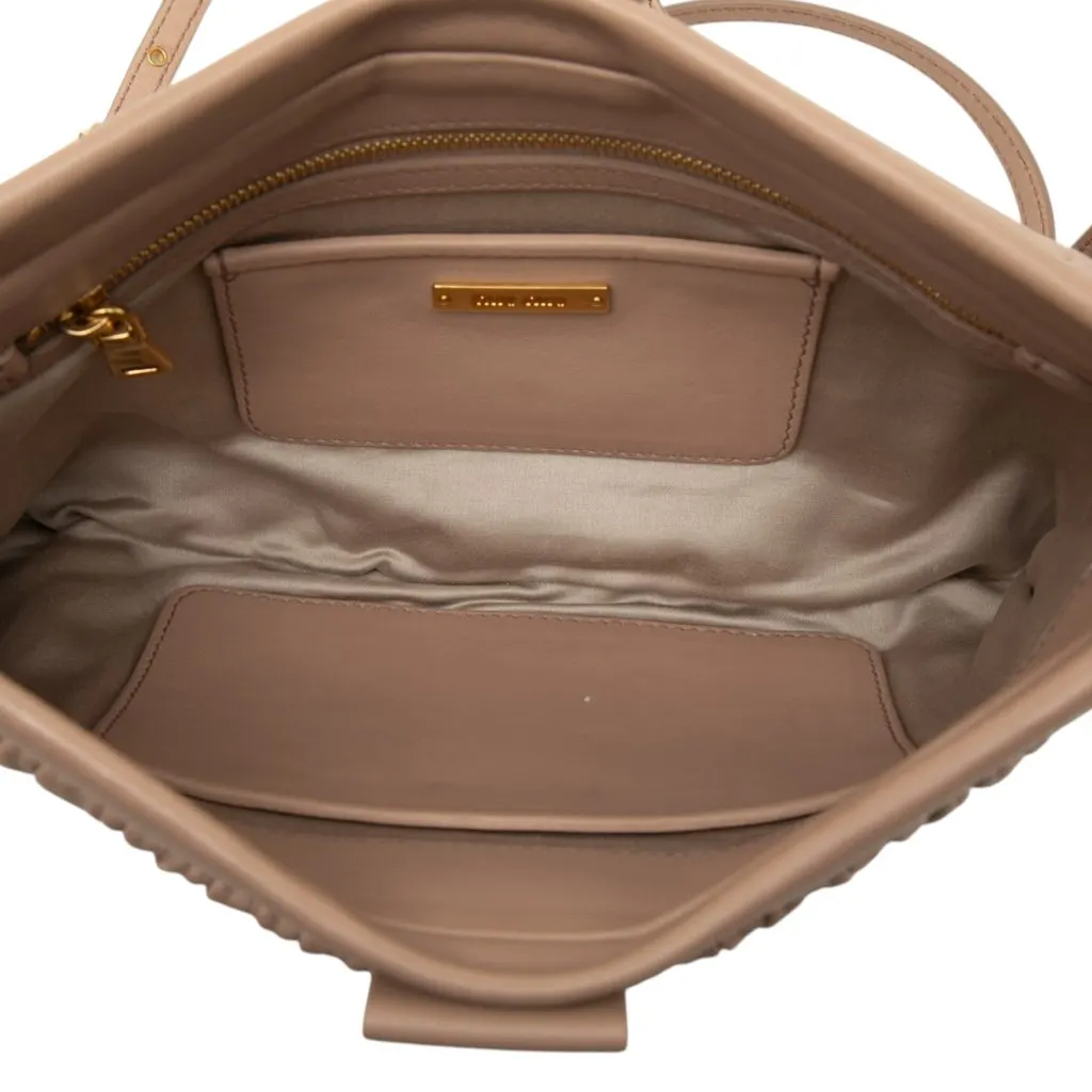 Miu Miu Matelasse Nappa Frame Clutch with Strap Brown Leather Very good - Model View