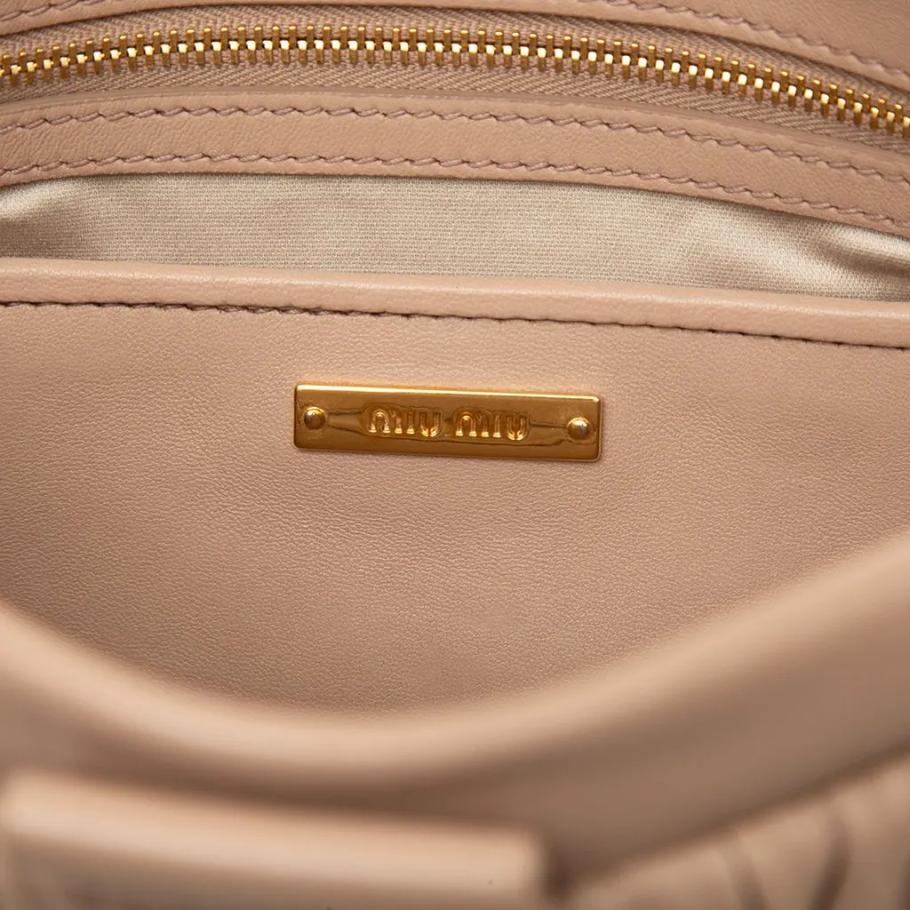 Miu Miu Matelasse Nappa Frame Clutch with Strap Brown Leather Very good - Box View