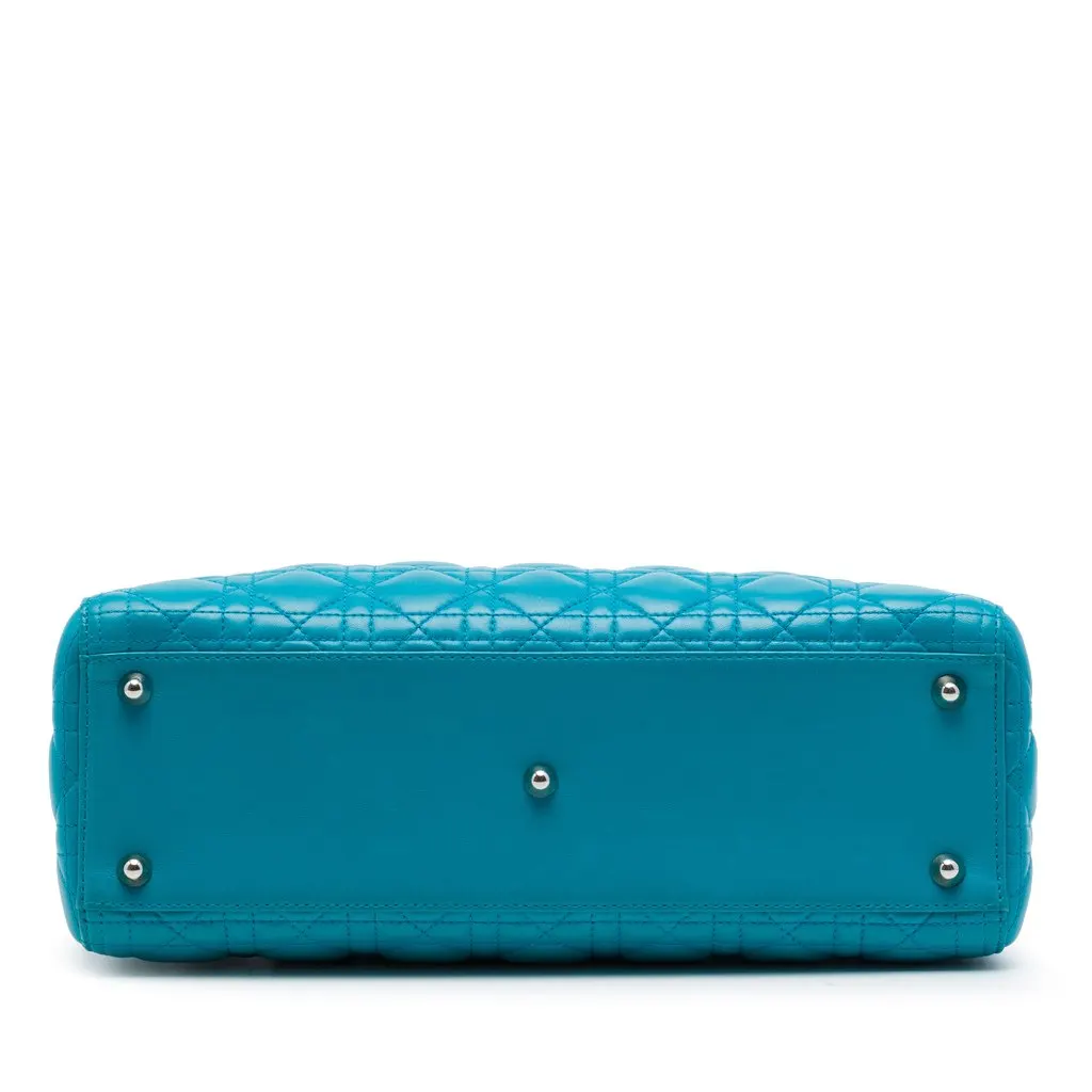 Dior Large Lambskin Cannage Lady Dior Blue Leather Very good - Inside View