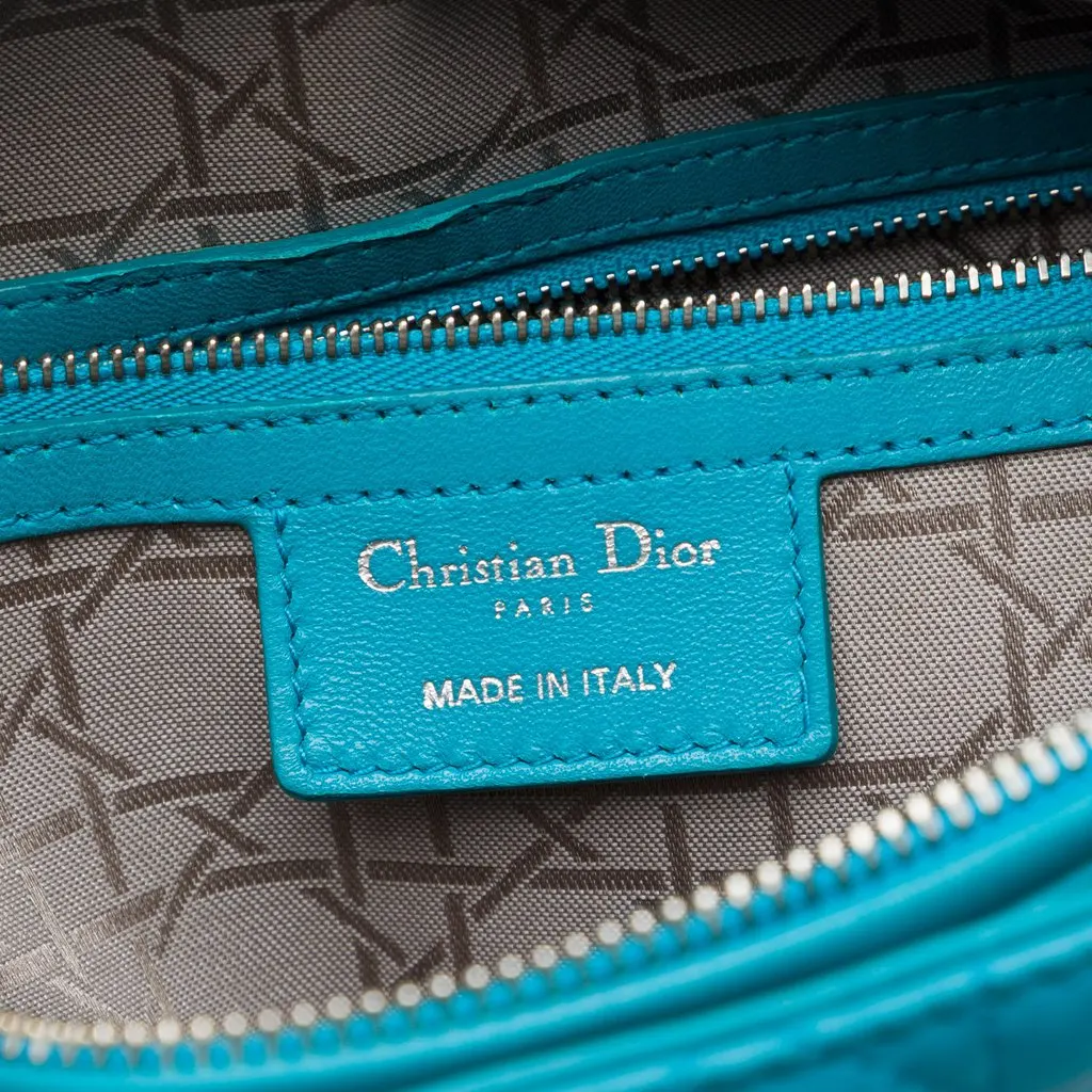 Dior Large Lambskin Cannage Lady Dior Blue Leather Very good - Box View