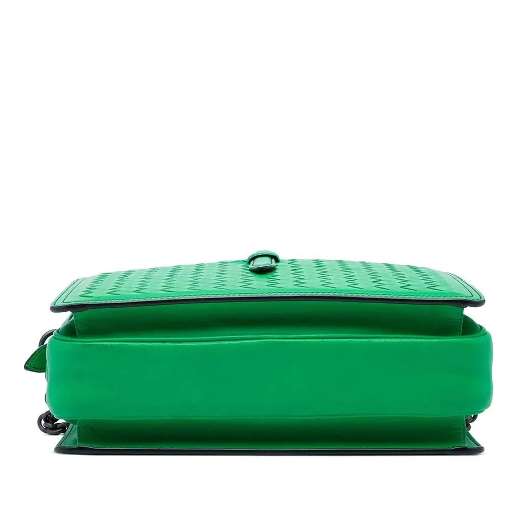 Bottega Veneta Nappa Intrecciato Belt Flap Camera Bag Green Leather Very good - Inside View