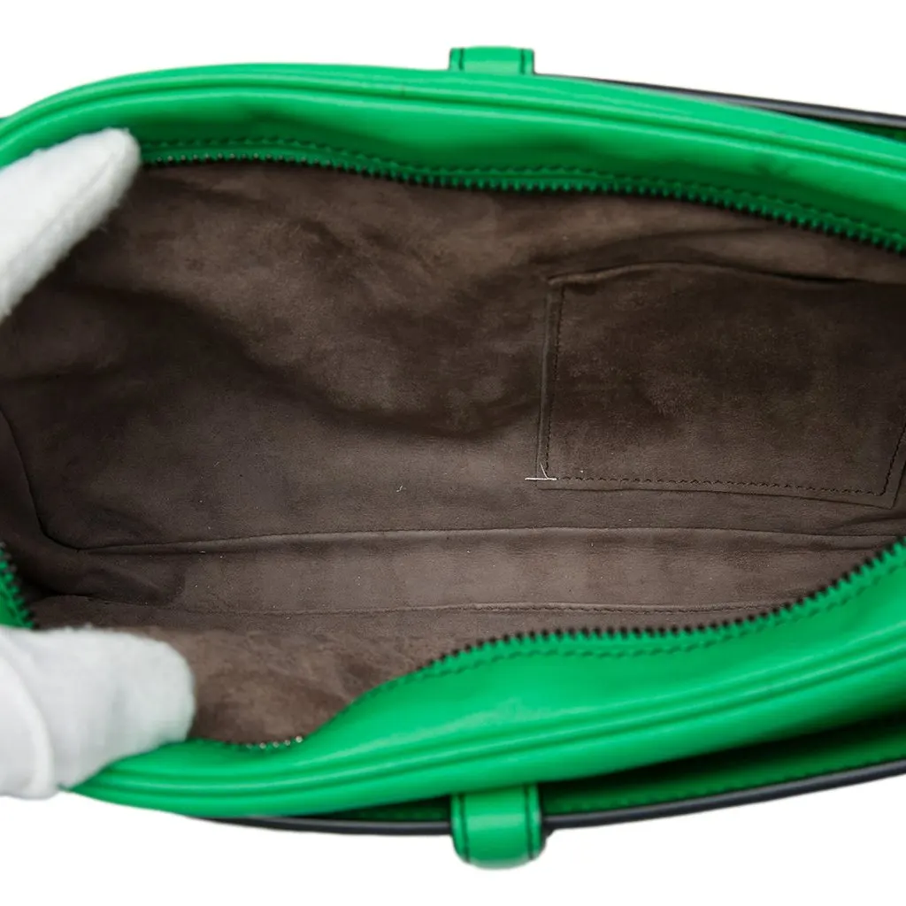 Bottega Veneta Nappa Intrecciato Belt Flap Camera Bag Green Leather Very good - Model View
