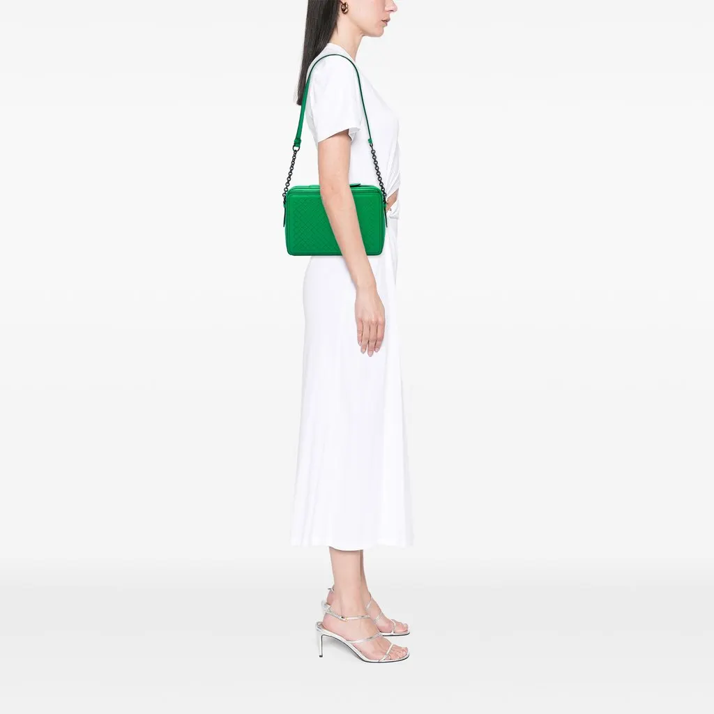 Bottega Veneta Nappa Intrecciato Belt Flap Camera Bag Green Leather Very good - Box View