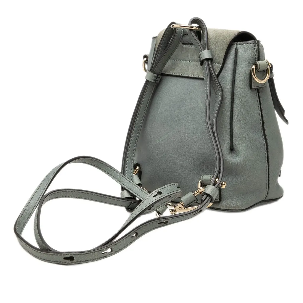 Chloé Mini Calfskin and Suede Faye Backpack Blue Leather Very good - Back View