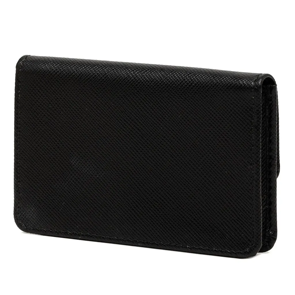 Prada Saffiano Card Holder Black Leather Good - Back View