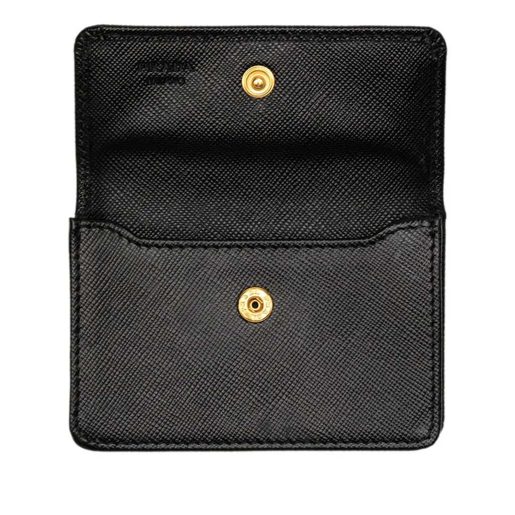 Prada Saffiano Card Holder Black Leather Good - Model View
