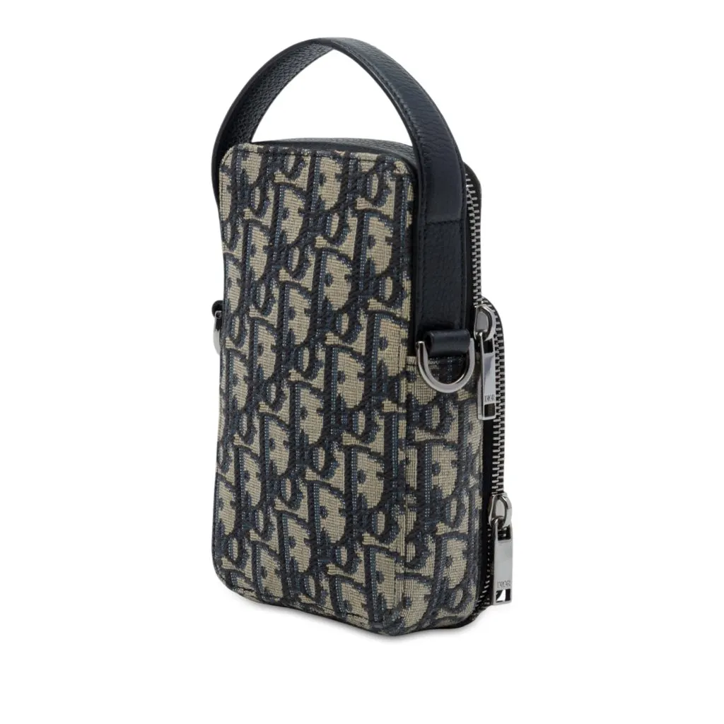 Dior Micro Oblique Canvas Rider Pouch Blue Canvas Very good - Back View
