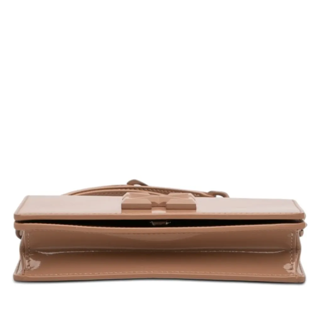 Off-White Patent Jitney 0.5 Crossbody Brown Leather Good - Inside View