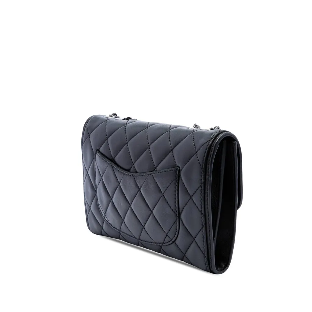 Chanel Small Quilted Lambskin Citizen Zip Flap Black Leather Very good - Back View