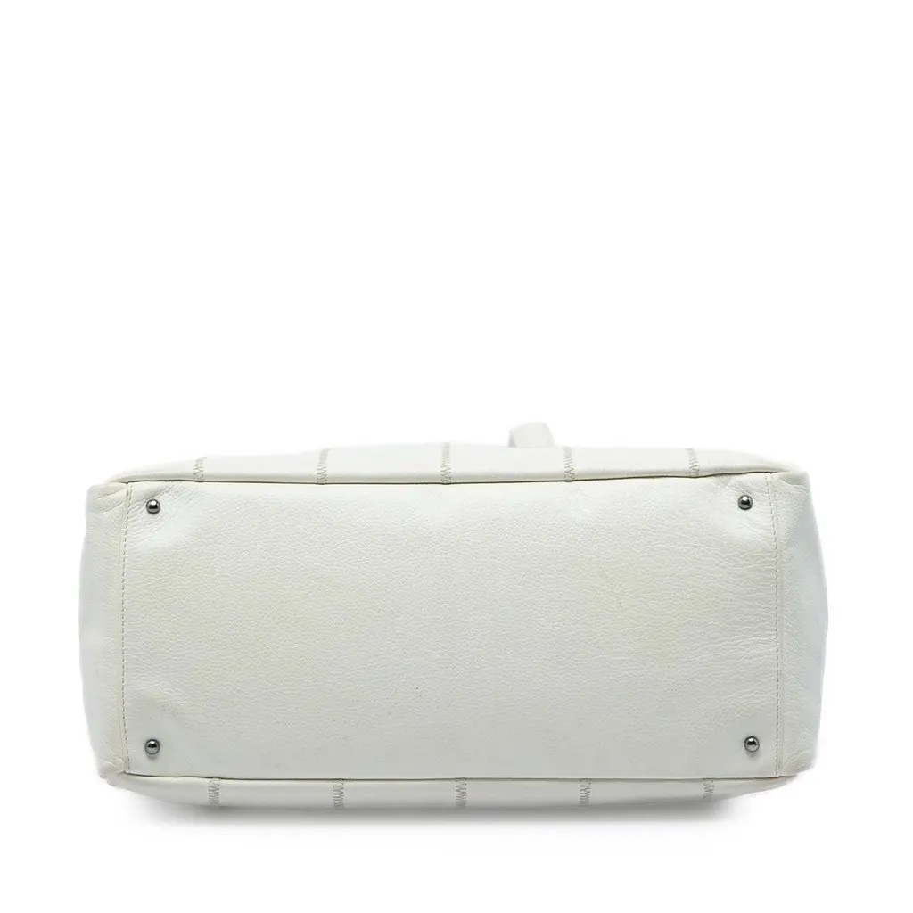 Chanel Chocolate Bar Caviar LAX Bowler Bag White Leather Very good - Inside View
